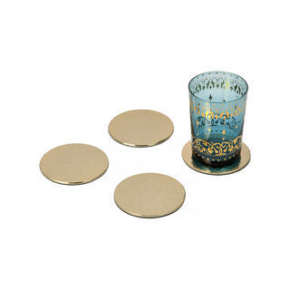 Coasters Steel Manuscript Gold 4Pc