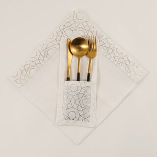 La Mesa Napkin Linen Gold Print 50*50 Cm Set Of 4