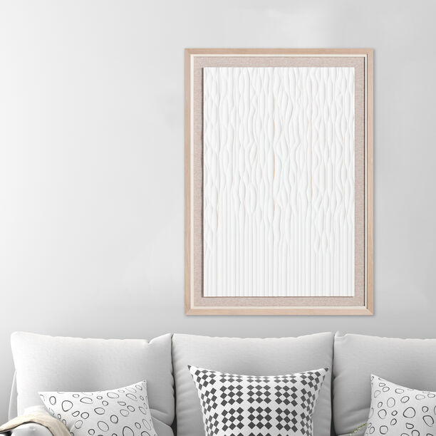 Homez white wooden art in frame 70*100cm image number 1