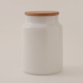 Glass coffee jar 890ml with wooden lid in white