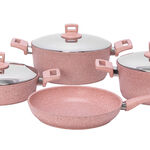 7Pcs Granite Cookware With Stainless Steel Lid And Soft Handles Pinkstone image number 0