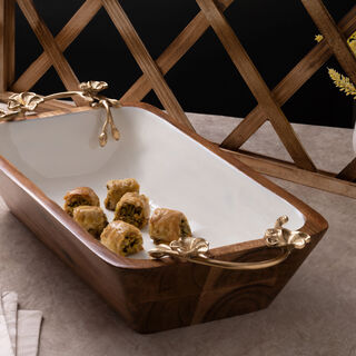 La Mesa Rectangle Dish Large Enamel Gold36 X 20