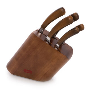Alberto Rubber Wood Knife Block With 5 Wood Knives Set