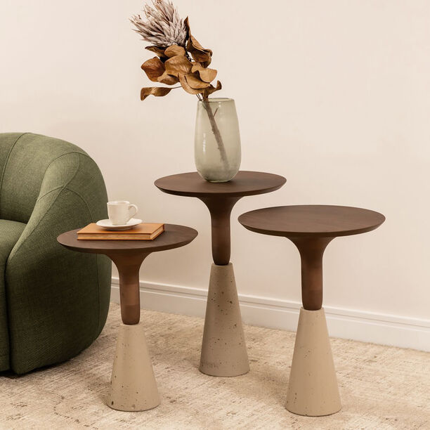 هومز لوي طاولة جانبية إم دي إف، بني مع خرسانة 40*40*55 سم image number 0