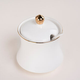 Sugar Pot 1Pc Porcelain Silver Rim
