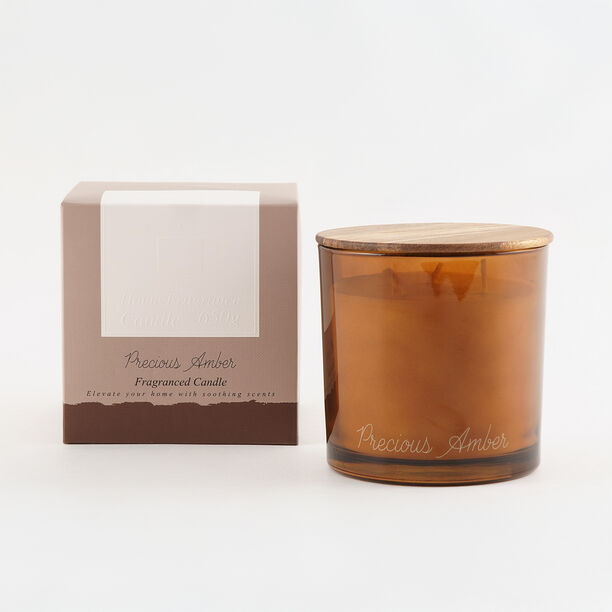 Homez scented candle glass precious amber 650 g image number 0