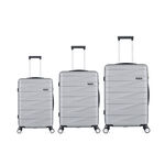 3 Piece Abs Trolley Case Set Horizontal Stripes Silver 20/24/28" image number 2