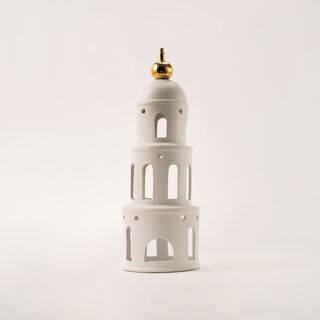 Homez white ceramic candle holder 14.8*14.8*40.5 cm