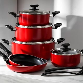 Betty Crocker 12Pcs Non Stick Cookware Set With Glass Lid