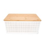 Plastic Storage Basket With Bamboo Lid 12L image number 1