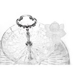 La Mesa 2 Tire Glass Flower Dessert Serving 1 Piece Crystal White image number 2