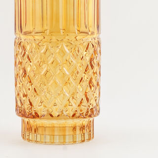 "Homez Dark Brown Diamond Pattern Glass Vase 14*14*27.6 cm