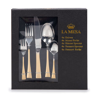 20 Pcs Cutlery Set Gold Handle And Silver Top