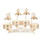 4 pieces Round Food Warmer Set With Candle Stand Gold 5" image number 1