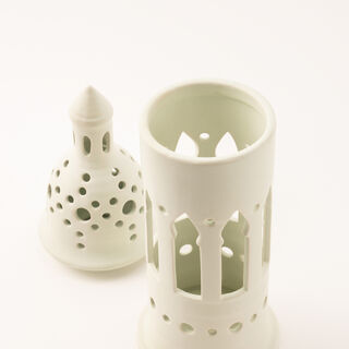 Homez off white ceramic white candle holder 11.3*11.3*38.2 cm
