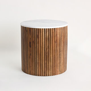 Homez side table wood and marble, 55*55*55cm