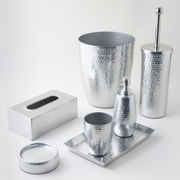 Homez aluminium waste basket, silver 20*20*24 cm image number 4