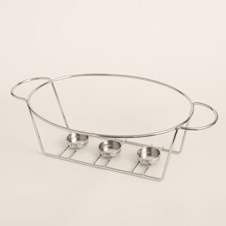 La Mesa Casserole With Candle Stand Silver 38 cm