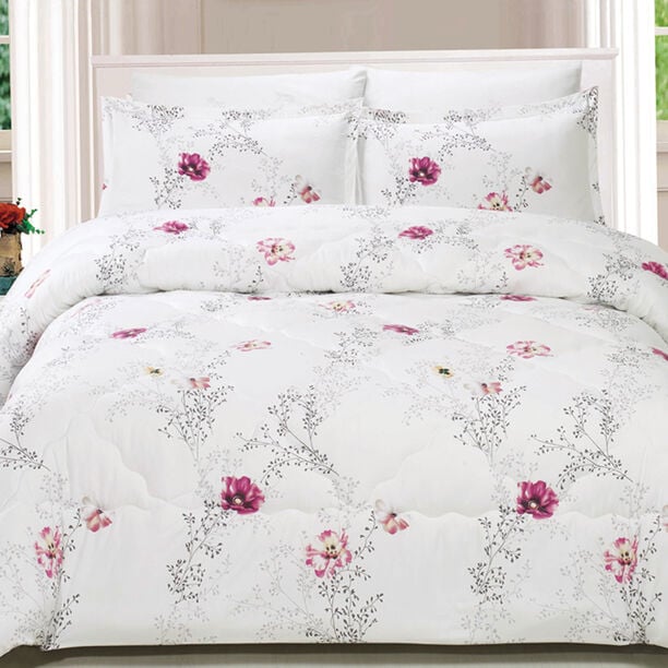 Cottage 5 Pieces Microfiber Comforter Set Noida Printed Pillow Shams King Size 250×235 Cm image number 0