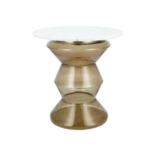 Side Table Glass Base And Marble Top 51*51 cm