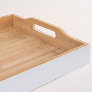 Dallaty white bamboo serving tray 47*34*7 cm