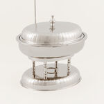 "لا ميسا طبق تقديم وتسخين ستانلس ستيل بيضاوي مع حامل 6 لتر، فضي image number 2