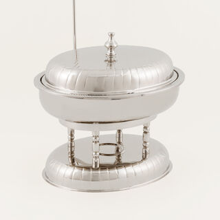 "لا ميسا طبق تقديم وتسخين ستانلس ستيل بيضاوي مع حامل 6 لتر، فضي