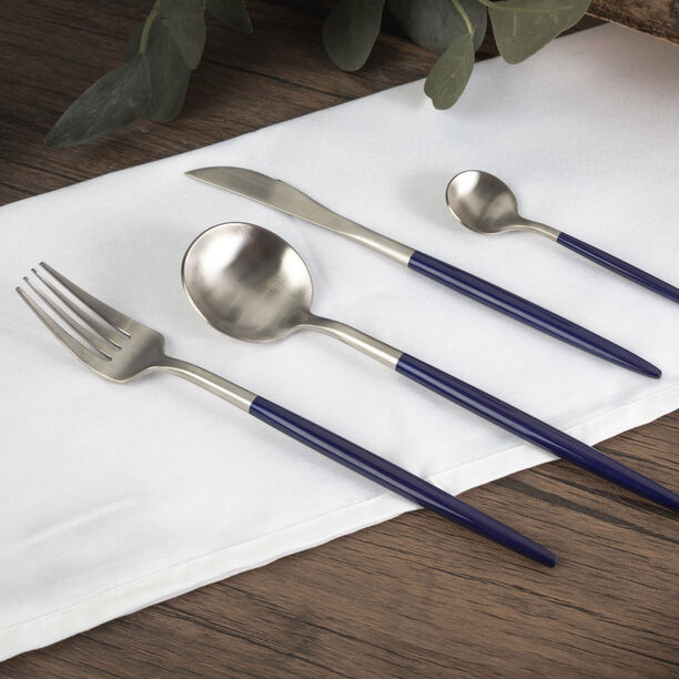 Rio 16 Pieces Modern Cutlery Set Silver And Blue Handle image number 3
