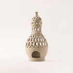 Homez beige ceramic candle holder 15.4*15.4*33 cm image number 4