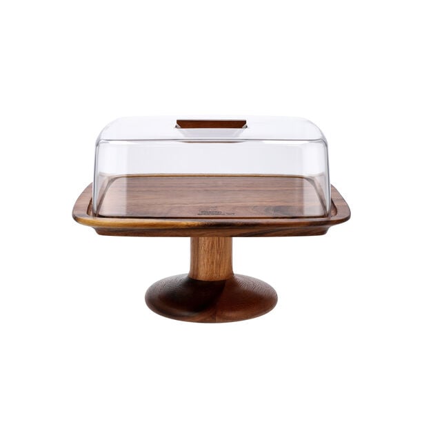 Billi Acacia Wood Cake Dome With Stand L: 29.5O * 29.50Cm* 21Cm image number 1