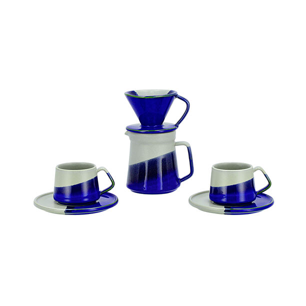 6Pcs English Coffee Set Serv 2 Stripe Fantasy Blue,Grey image number 0