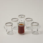 Tea Glass Set 6 Pieces Double Line Silver image number 3