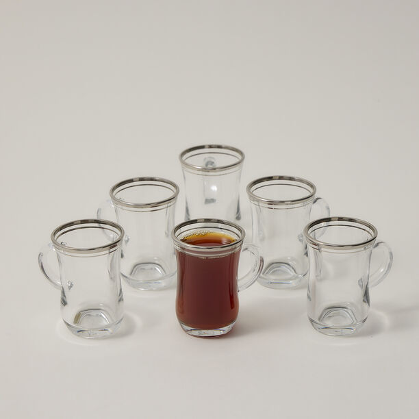 Tea Glass Set 6 Pieces Double Line Silver image number 3