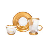 18 Pieces Glass Tea And Coffee Set Sunflower Gold image number 1