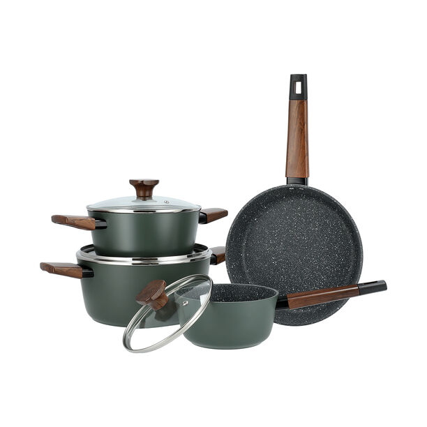 Alberto 7 Piece Forged Aluminum Cookware Set Green (20/24 16Sp 24Fp) image number 1