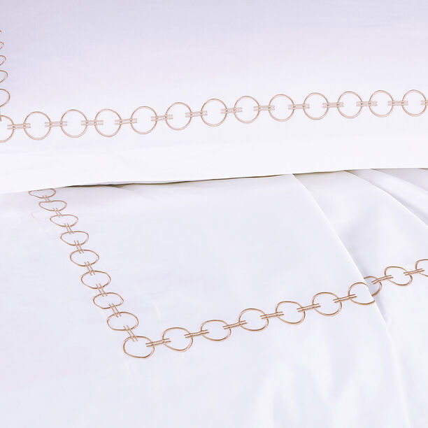 BOUTIQUE BLANCHE 3 PCS DUVET COVER EMBRIDERY SET KING SIZE 100%COTTON CHAINS ROSEGOLD image number 1