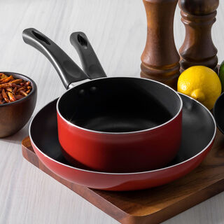 Alberto 2 Pieces Set Fry Pan + Sauce Pan Red 