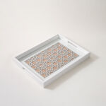 Dallaty White Wooden 2Pcs Tray Set, Large And Small, Brown Patterned image number 1