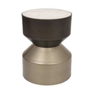 Zinc And Marble Side Table Light Zinc And Dark Zinc Finish 