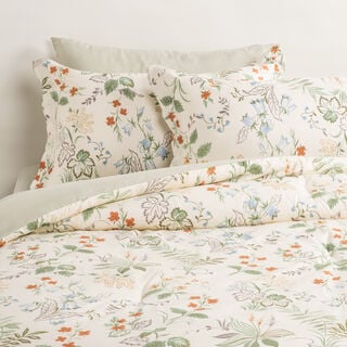 Cottage microfiber summer floral 6pc queen comforter set, beige 200*240cm