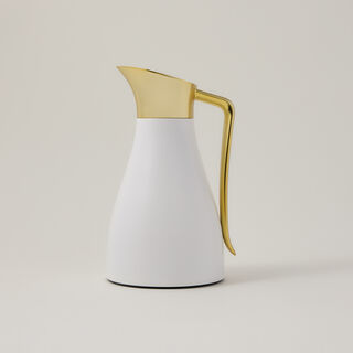 Dallaty steel vacuum flask white with matt golden handle 1L