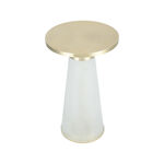Drink Table Frosted White Glass Base Gold Brass Top 30 *51 cm image number 3