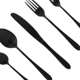  20Pcs Matt Black Cutlery Set
