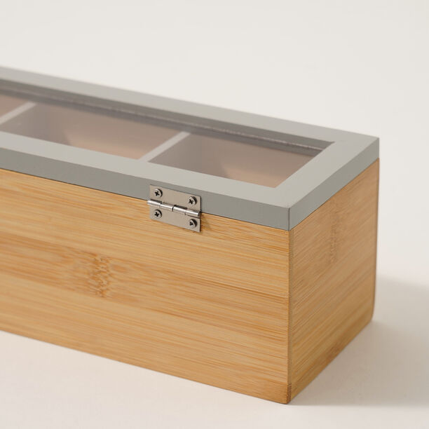 Dallaty bamboo tea box 3 sections, beige image number 3