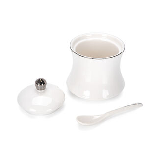 Sugar Pot 1Pc Porcelain Silver Rim