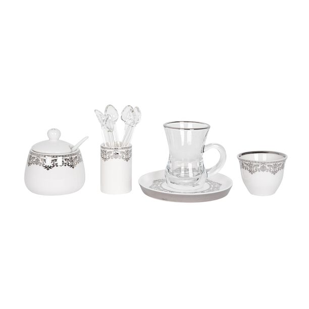 Lamesa 28Pc Porcelain Tc Set G&S White Silver image number 2