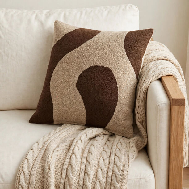 Homez Brown Abstract Curved Shape Cushion Cover, 45*45Cm image number 1
