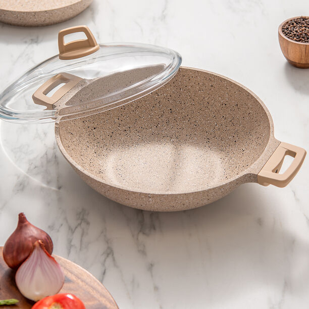 Alberto Deep Fry Pan Granite 33 cm With Cover image number 0