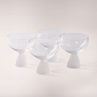 La Mesa 4 pcs ice cream glass wide cup ribbed with frosted bottom 10*10*11.8 cm