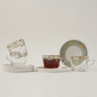 Dallaty transparent glass and porcelain tea cups set 8 pcs